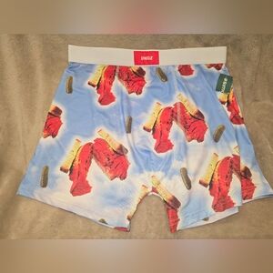 UNDZ Red and Blue Graphic Boxers Featuring A Pastrami Sandwich And Pickles